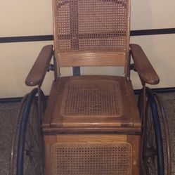 Vintage wooden wheelchair came back potty seat