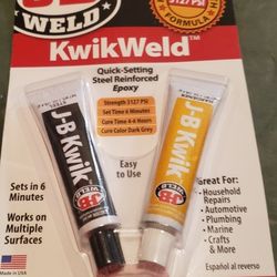 J-B Weld Kwik Epoxy and
J-B Weld WaterWeld Epoxy Putty
