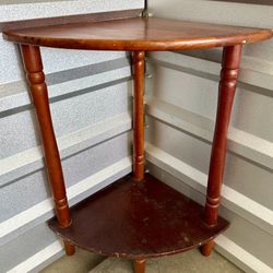 Compact Corner Table with Lower Shelf - Great for Small Spaces!