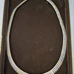 Vintage 925 Sterling Silver Tri Tones 16" Choker Chain Necklace Made in Italy