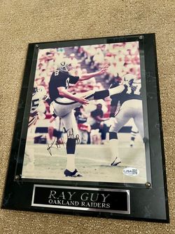 Ray Guy Signed Raiders Plaque - HOF Punter, JSA