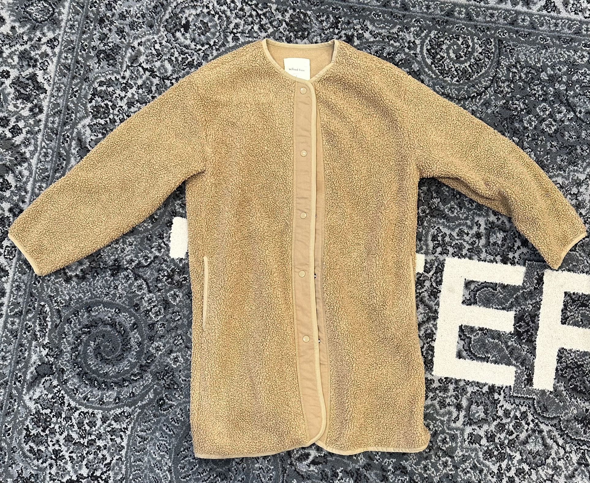 Aritzia Women's Wilfred Free Sherpa Long Liner Jacket Tan Size Small
