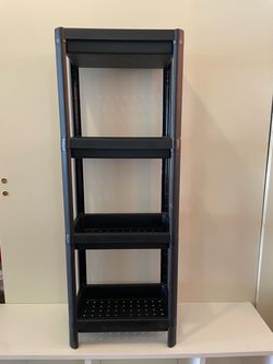Black storage shelves