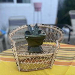 70’s Wicker Rattan Chair Plant Stand 