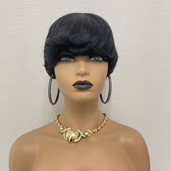 Short Pixie Cut Human Hair Wig Full Wig (No Lace) All Wefts