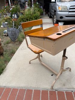 Vintage American Seating Company Swivel Seat School Desk
