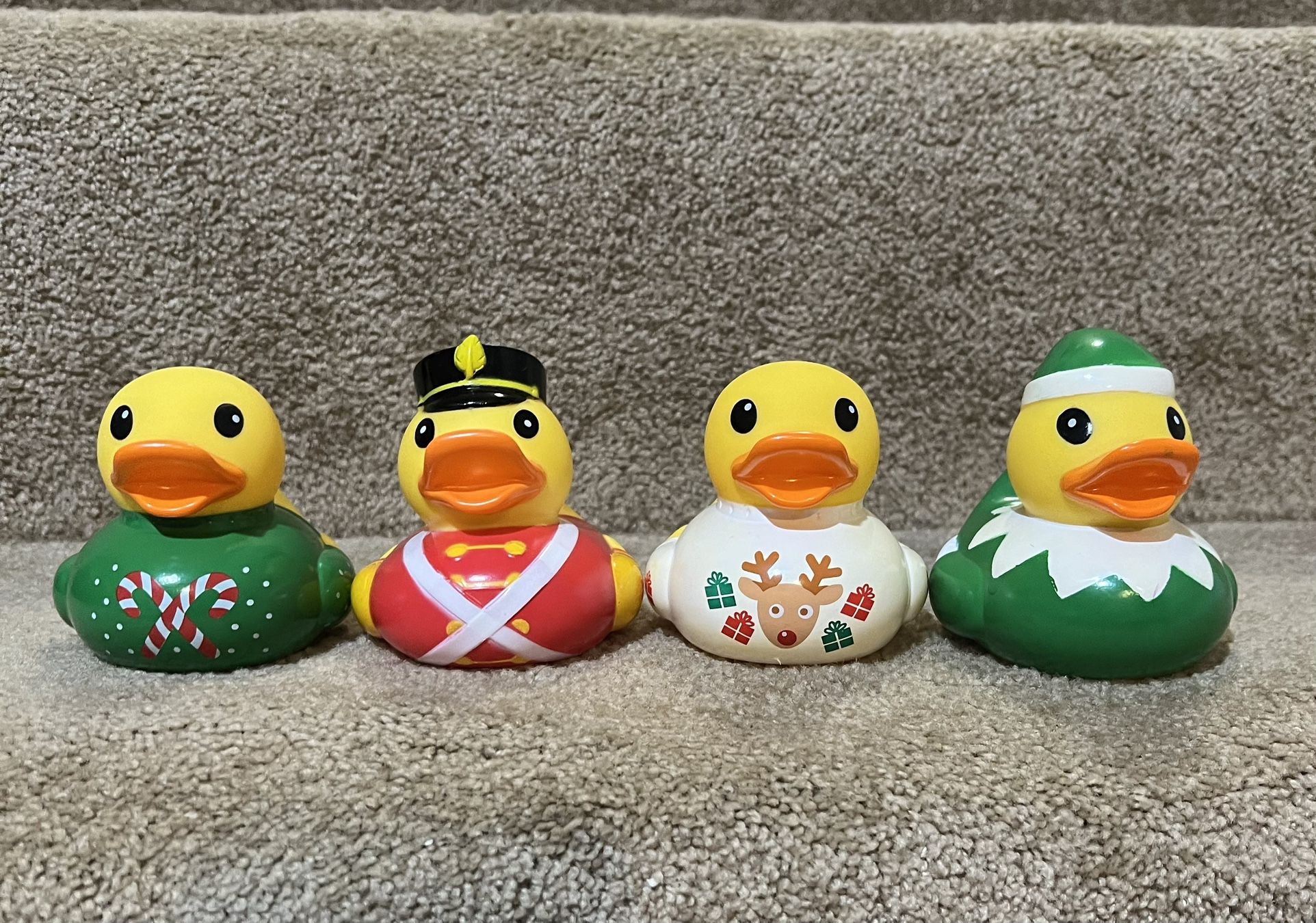 Infantino Christmas Rubber Duck Bath Toys New Lot of 4 Soldier Elf Ugly sweater