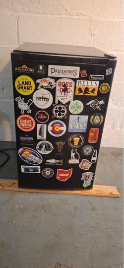 Magic Chef Black Mini Fridge with Stickers