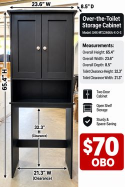 Over-the-Toilet Storage Cabinet Black