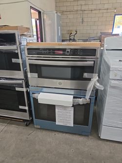 Profile 30 in. Double Electric Wall Oven with Convection Self-Cleaning and Built-In Microwave in Stainless Steel