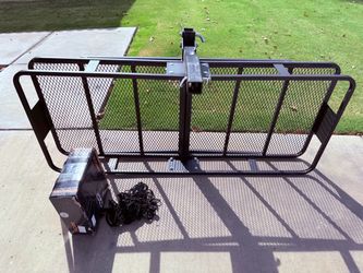 CURT 18153 Folding Hitch Basket Cargo Carrier, 60" x 24", 500 LB Capacity with Cargo Net & Weather Resistant Cargo Bag