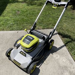 Ryobi self-propelling lawnmower (w/batteries and charger)