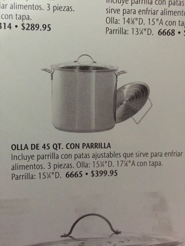 Olla princess house de 45 qt.es la mas grande que biene