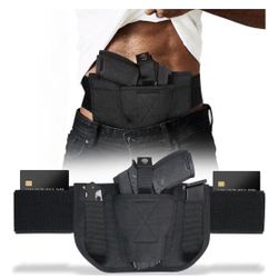 Belly Band Holster for Concealed Carry - Gun Holster for Men & Women, Ambidextrous Design, Double Mag Pouch for Most Pistols and Revolvers