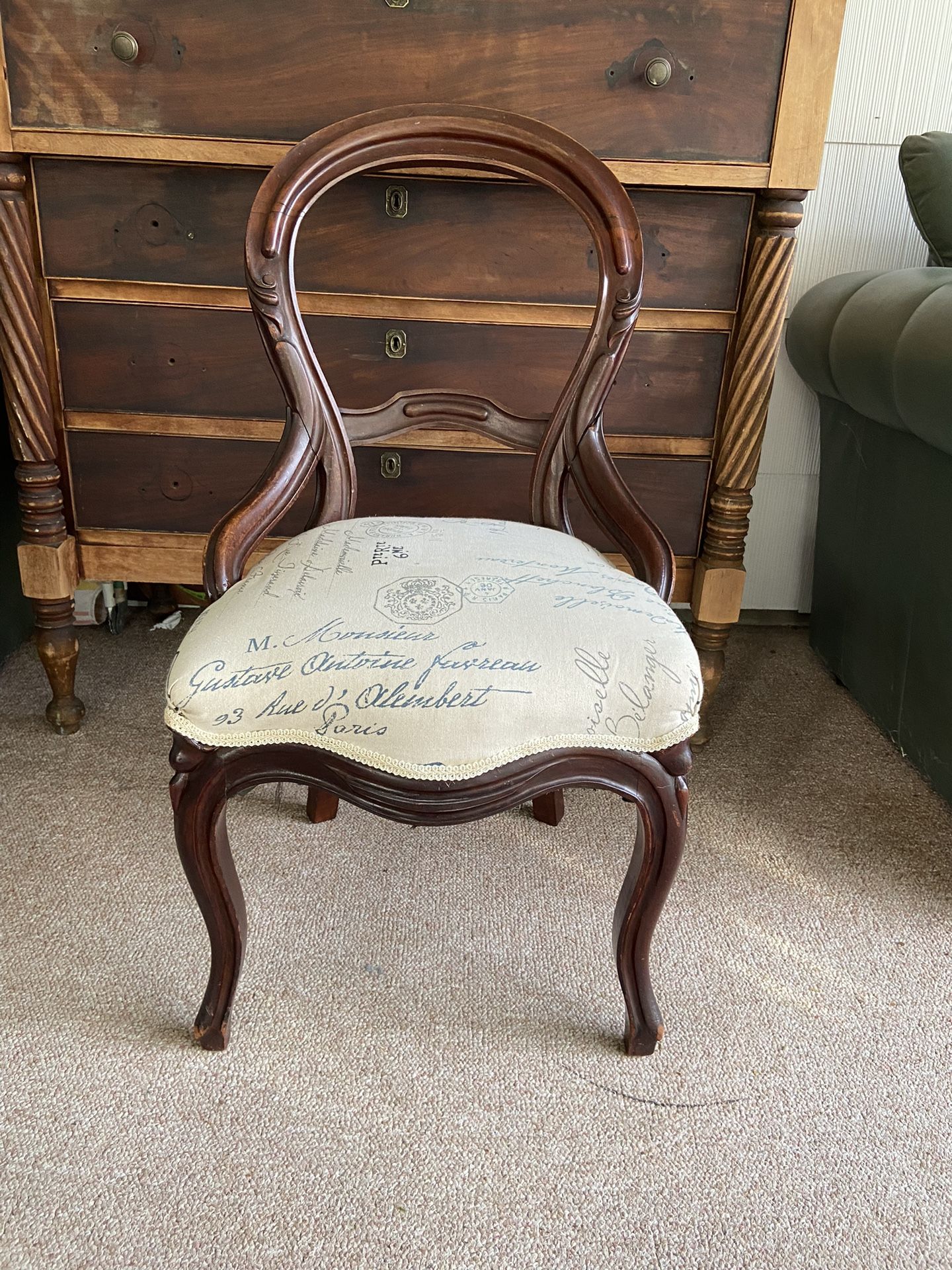 Antique Victorian Balloon Back Chair.