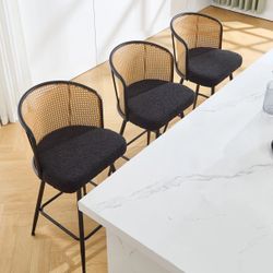 Rattan Swivel Bar Stools Set of 2/3/4 , 26" Counter Height with Rattan Back 37CBK  $50 EACH CHAIR 