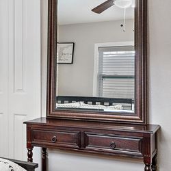 Solid Wood Console Table + Mirror – Vanity / Entryway