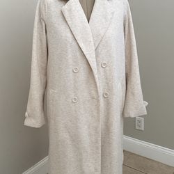 Fashion Nova in size L, Light Beige Double-Breasted Long Coat