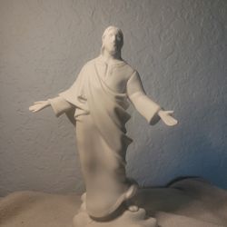 Porcelain Jesus Statue 9in Tall 