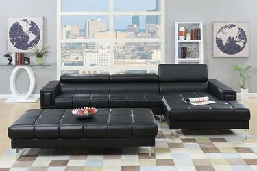 Black leather sofa WITHOUT OTTOMAN