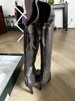 Ralph Lauren Genuine Leather Knee High Heel Boots