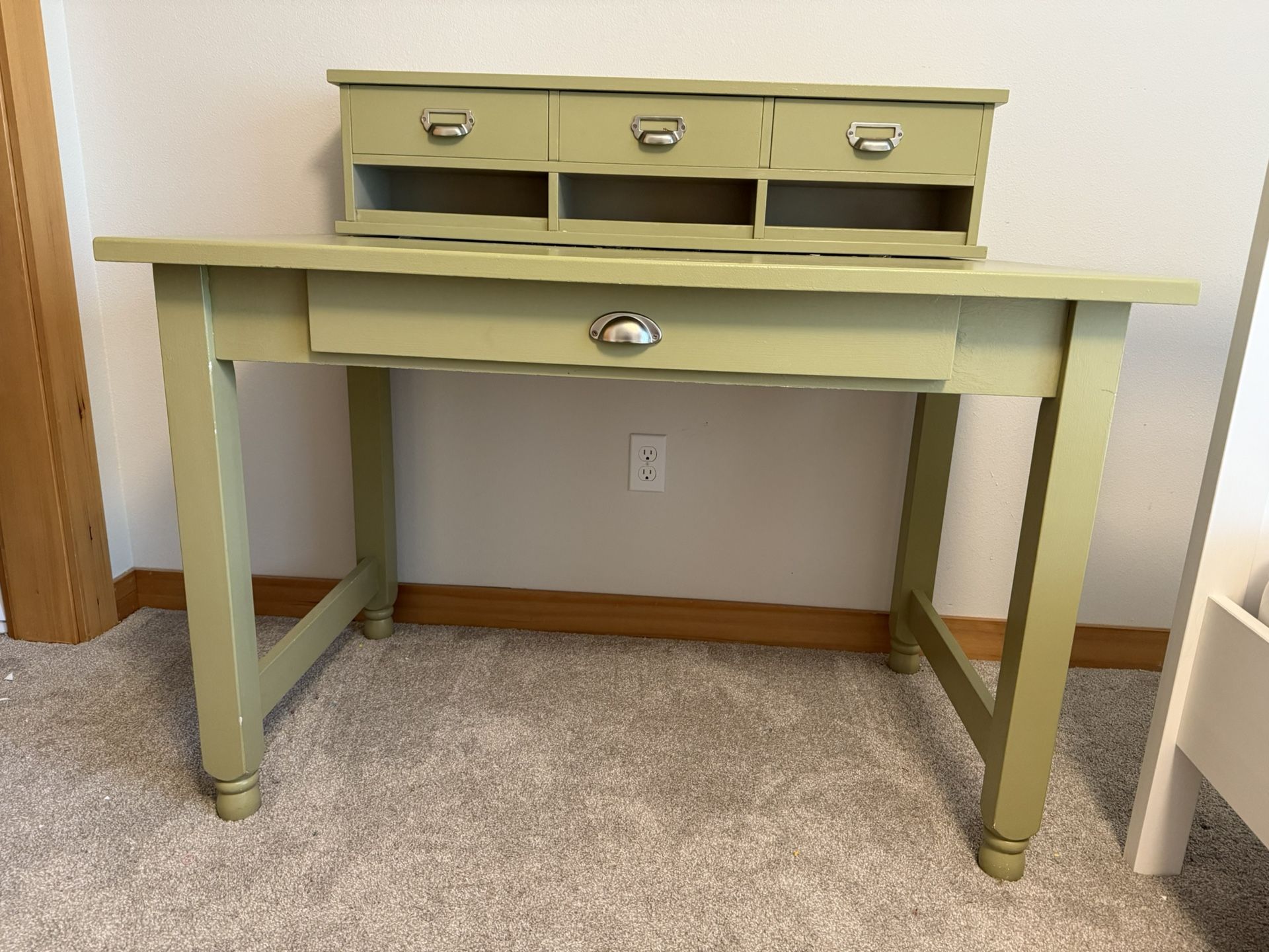 Desk - Solid Wood Painted Desk With Drawers - $40
