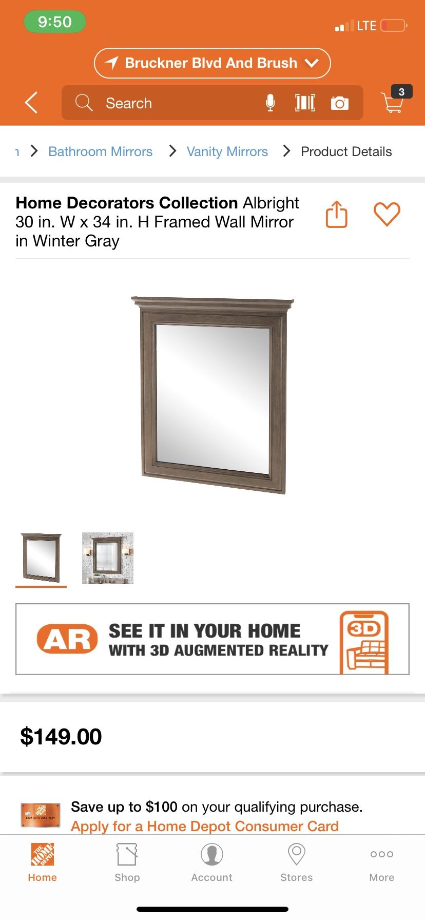 Home Decorate Bathroom Wall Mirror 30 Inch Wide X 34 Inch High