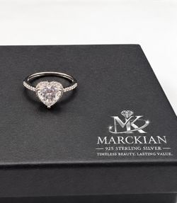 925 Sterling Silver 2.22CTW MOISSANITE Heart Halo Ring Size 7