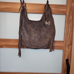 Michael Kors Blue Suede Boho Fringe Bag