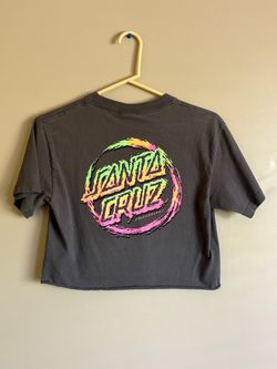 Women’s Gray Santa Cruz Skateboards Crop T-Shirt Size Small