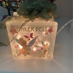 Vintage Tinker Bell Glass Block Plug In Light