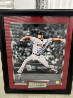 JON LESTER AUTOGRAPHED PHOTO FRAMED 16 X 20 Boston Red Sox