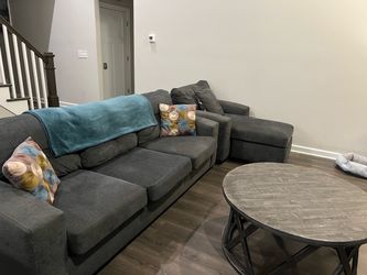 Gray Fabric Sofa with Chaise Set