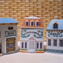 Mint 1989 Lenox Spice Village Jars — Cinnamon, Basil & Parsley (set of 3)