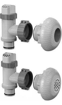 Above Ground Pool Inlet & Return Replacement Kit with Plunger Valve, 1.5" Outlet Strainer Connector & Jet Nozzle & Strainer Grid, Compatible with I*te
