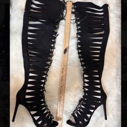 New in Box: Anne Michelle Knee-High Lace-Up Heels