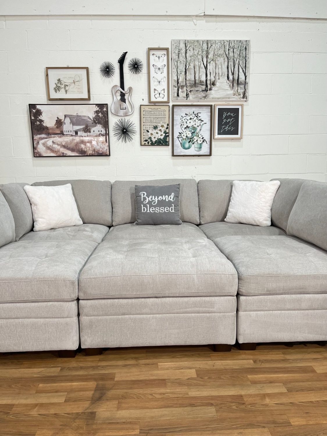 Modular Tisdale Taupe 6pc Sectional Couch | Free Delivery