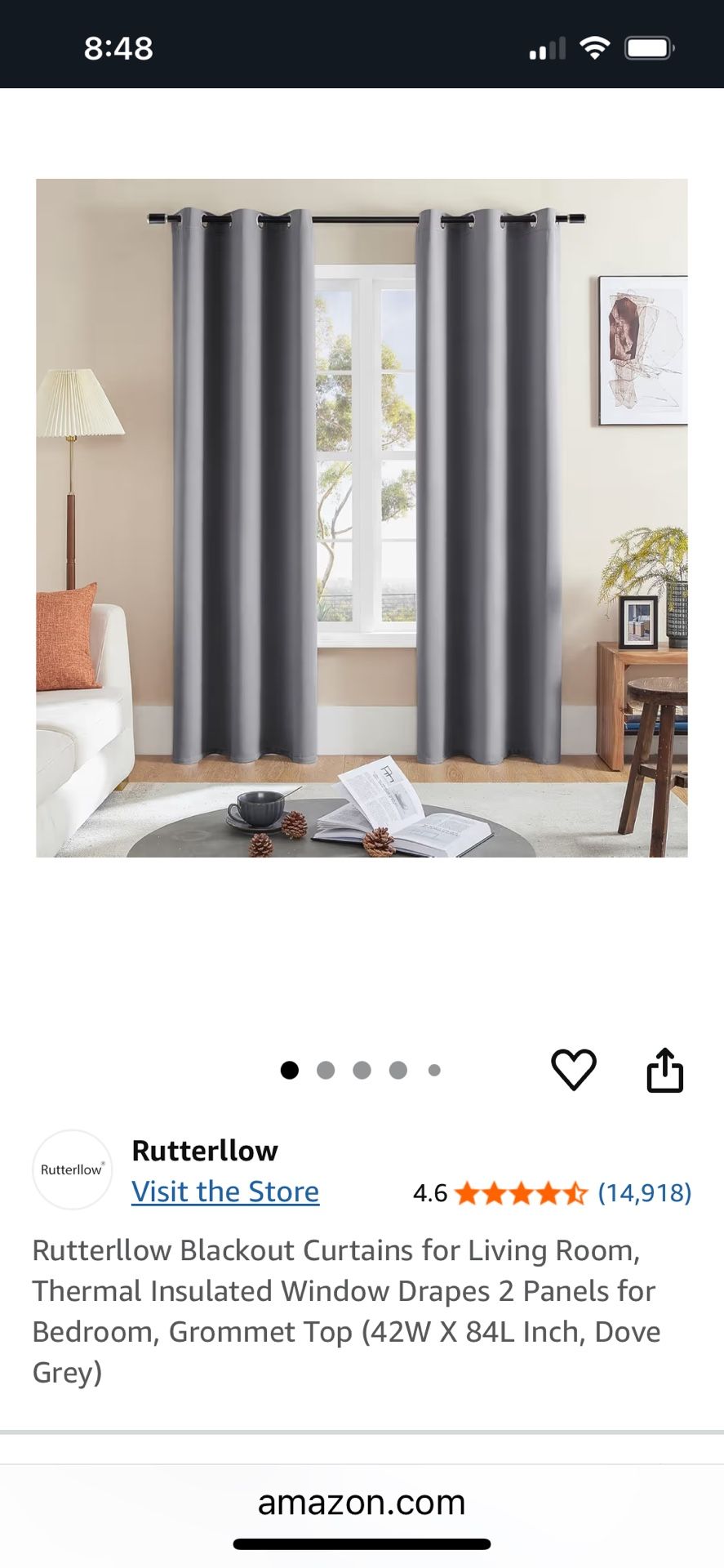 Rutterllow Blackout Curtains (42x84)