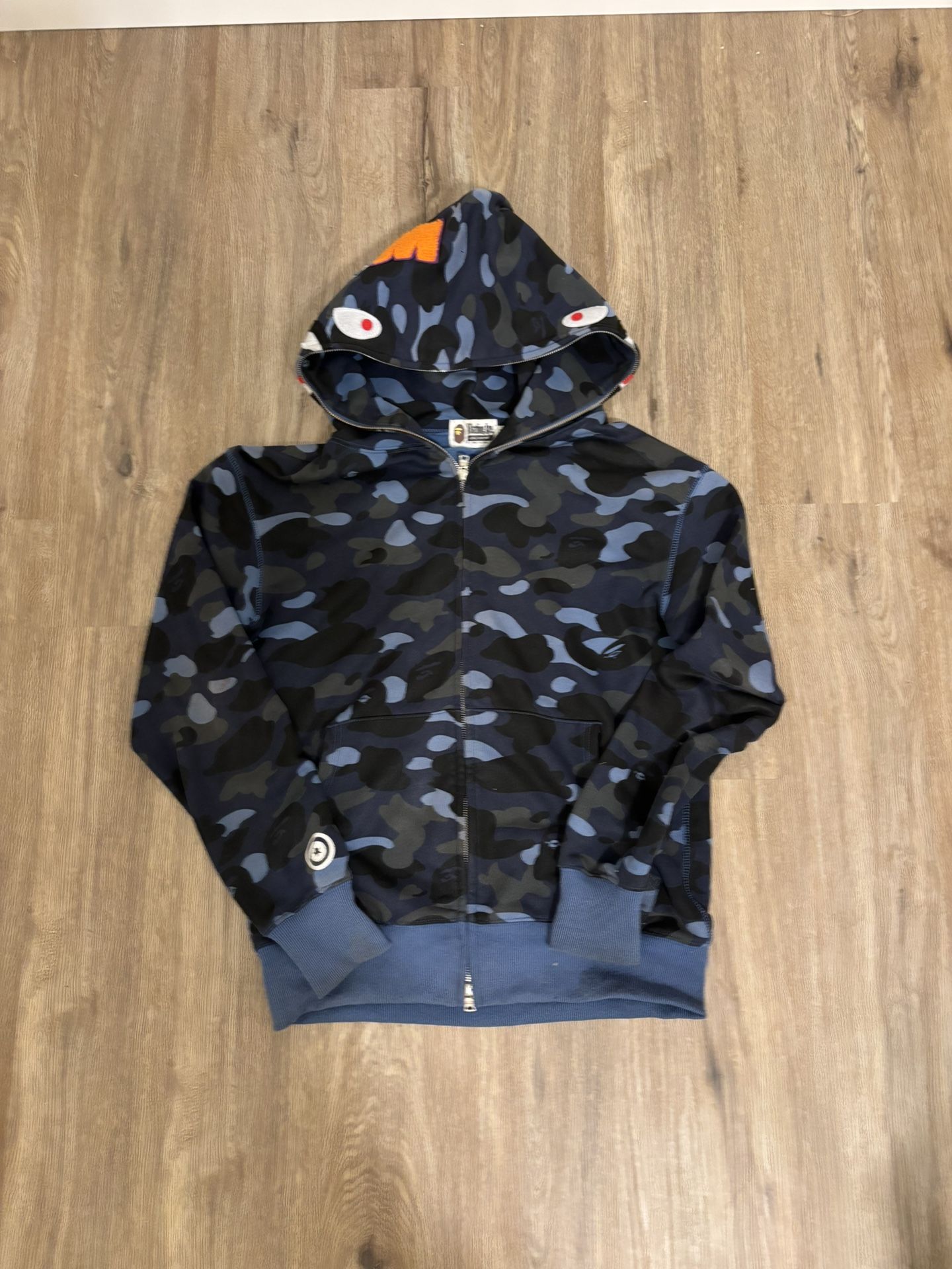 Navy Blue Bape Hoodie Size Medium