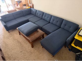 Burrow Modular Sectional Sofa — 6-Piece Set + Extra Cushion | Slate Blue