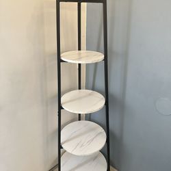 Round White 5 Shelf Etagere Bookcase