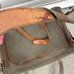 Vintage Hartmann luggage - tweed & leather carry on bag