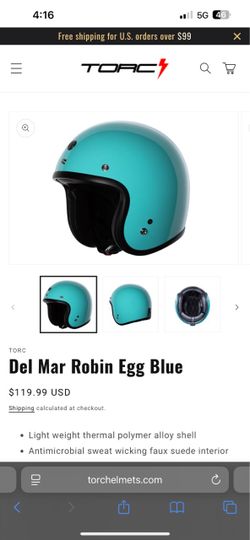 Torc Motorcycle Del Mar Robin Egg Blue Helmet. New