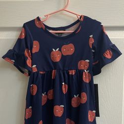 Brand New Girls Navy Blue With Red Apple Print Size 24 Months 
