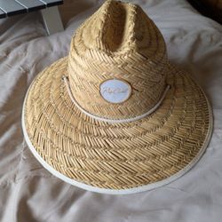 Lifeguard Straw Hat Sun Block Surf Shade Woven Wood Wicker Rip Curl Billabong Matuse Columbia Hiking Fishing Camp REl Wide Rim Cap Beach