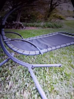 Hanging Curve Chaise Lounger / with canopy top and lime green pad not shown
