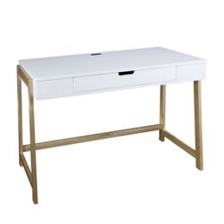 Modern White & Gold Desk – Sleek Design with Drawer