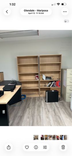 Set of 2 wooden bookcases with multiple shelves
