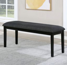 Black, GrayFabric, Solid Wood, Wood Veneer, Padded Seat, Bench, padded Bench, solid bench