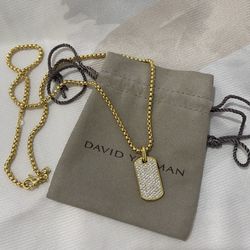 David Yurman 18K Yellow Gold Streamline Tag Necklace